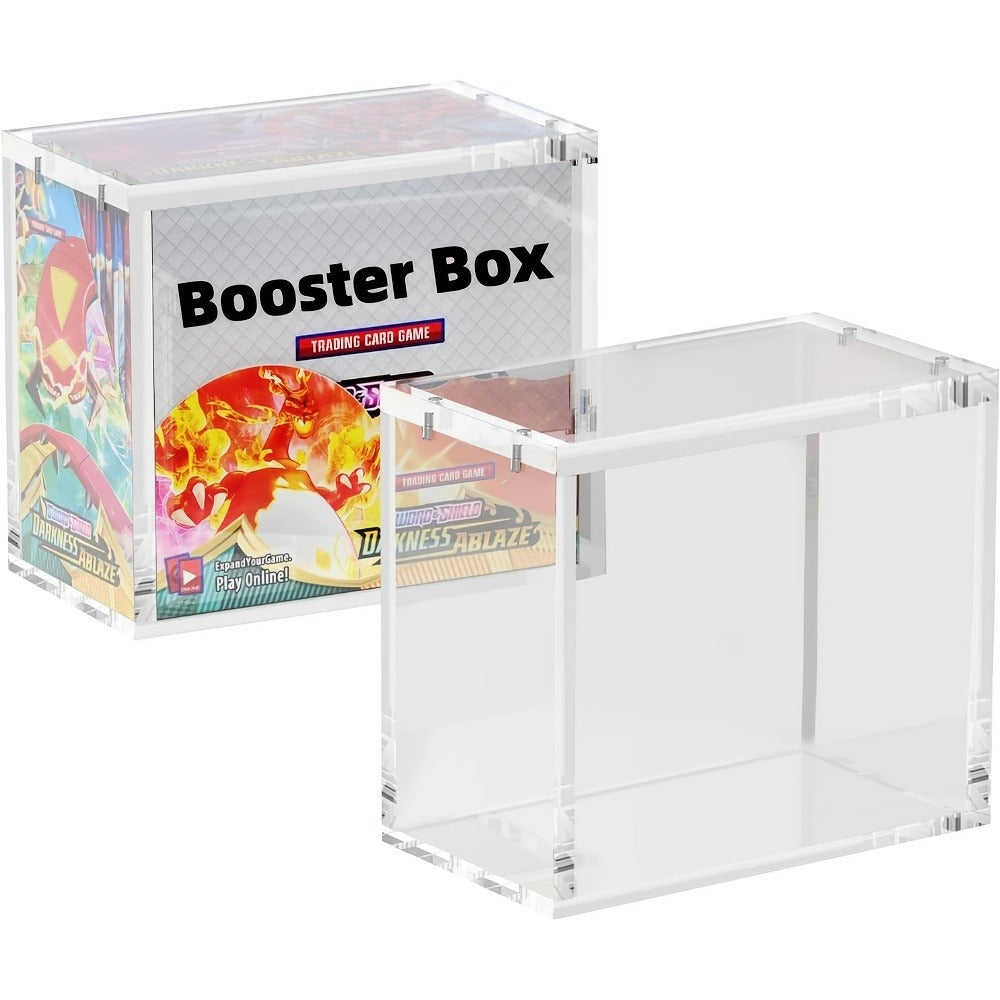 Pokemon Booster Box Acrylic Display Case – Stackable 6mm+6mm+3mm Thick Clear Case with Magnetic Lid for PKMN Booster Box Stor