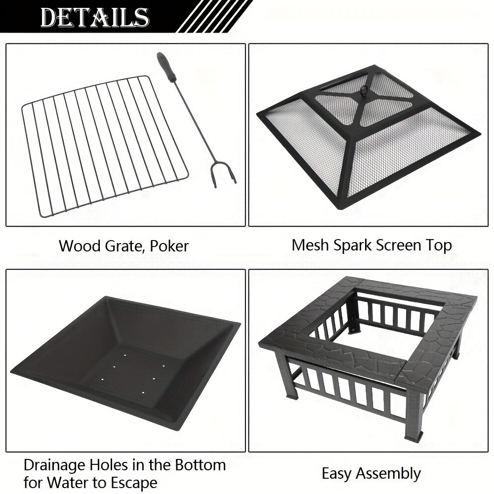 Fire Pit with Grill for Garden, Patio and Yard Use, with the Listed Configuration, for Everyday Use and Organized Storage — i