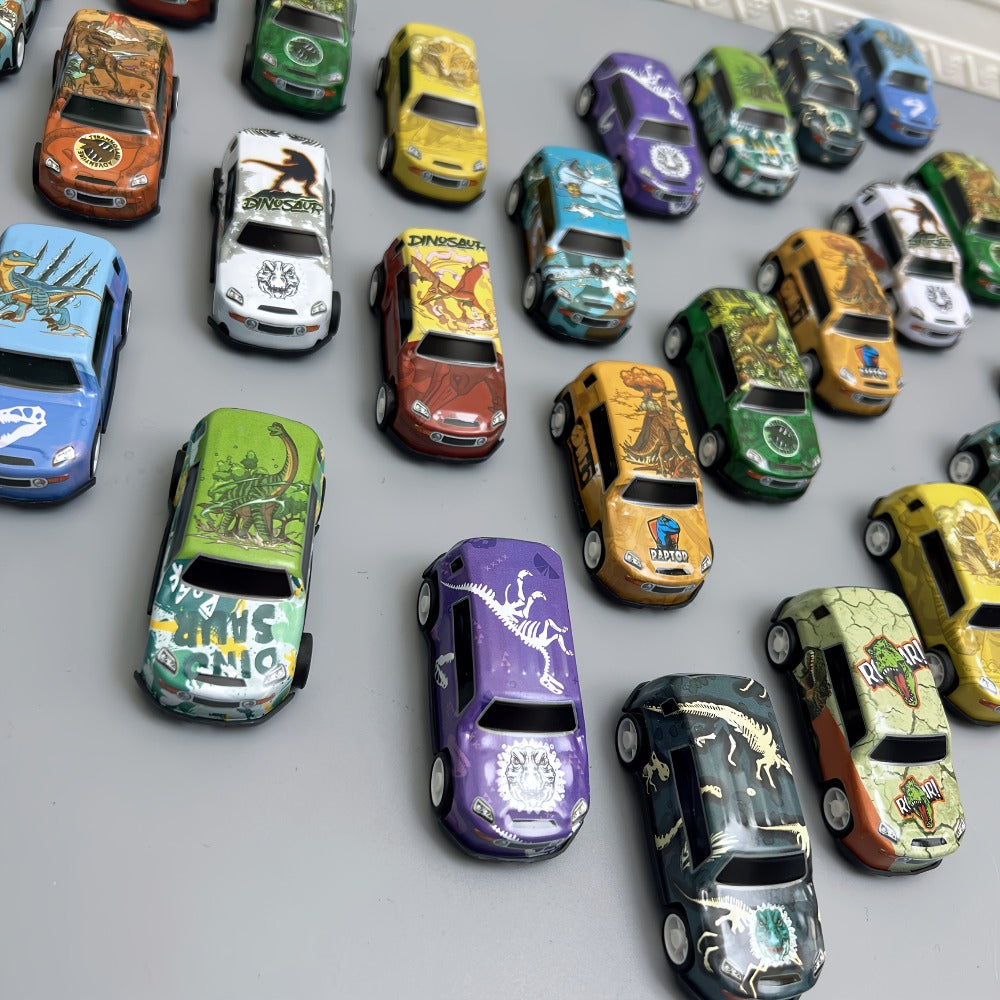 Dinosaur Toy Car Set 29-30pcs, Mini Pull Back Racing Cars with T-Rex Spinosaurus Pterodactyl Figures & City Traffic Map — ima