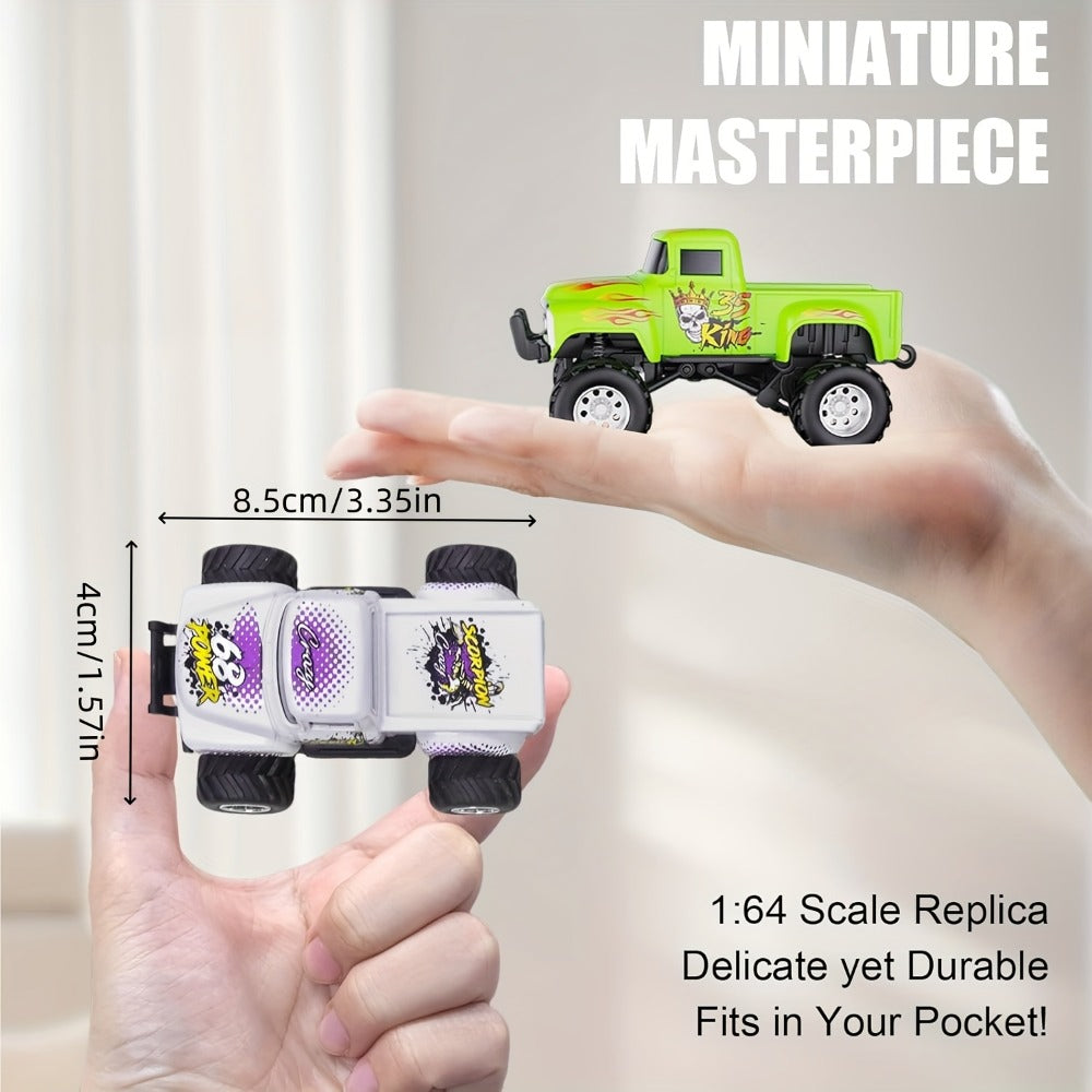 RC Monster Truck 1:64 Scale Alloy Shell with LED Lights, Multi-Control Modes, Adjustable Speed & Steering — image 3
