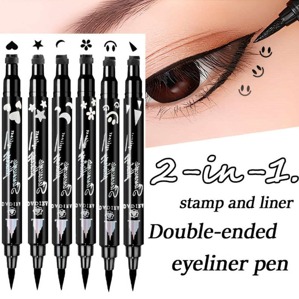Waterproof Eyeliner Pen Set 6pcs Double-Ended Liquid Eyeliner Kit, Smudge-Proof, Oil-Proof, Precision Eye Liner Pencil for Wo