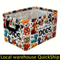Soft Open-Top Printed Storage Bin with Side Handles and Cat, Dog, Pumpkin, Duck or Dachshund Designs — image 1