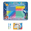 Water Canvas Drawing Mat for Kids Reusable Mess-Free – Magical Paint with Water Art Toy 80x60cm Ocean Animal Designs Screen-F