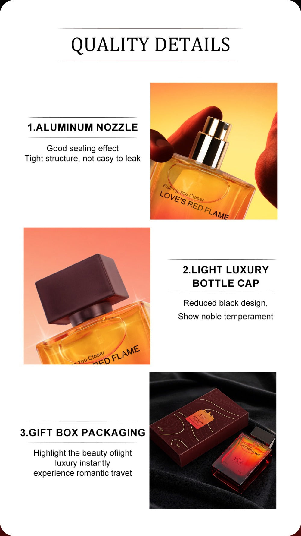 Cologne Eau de Parfum for Men YCZ LOVE'S RED 1.7 fl oz Spray with Red Glass Bottle and Box — image 10