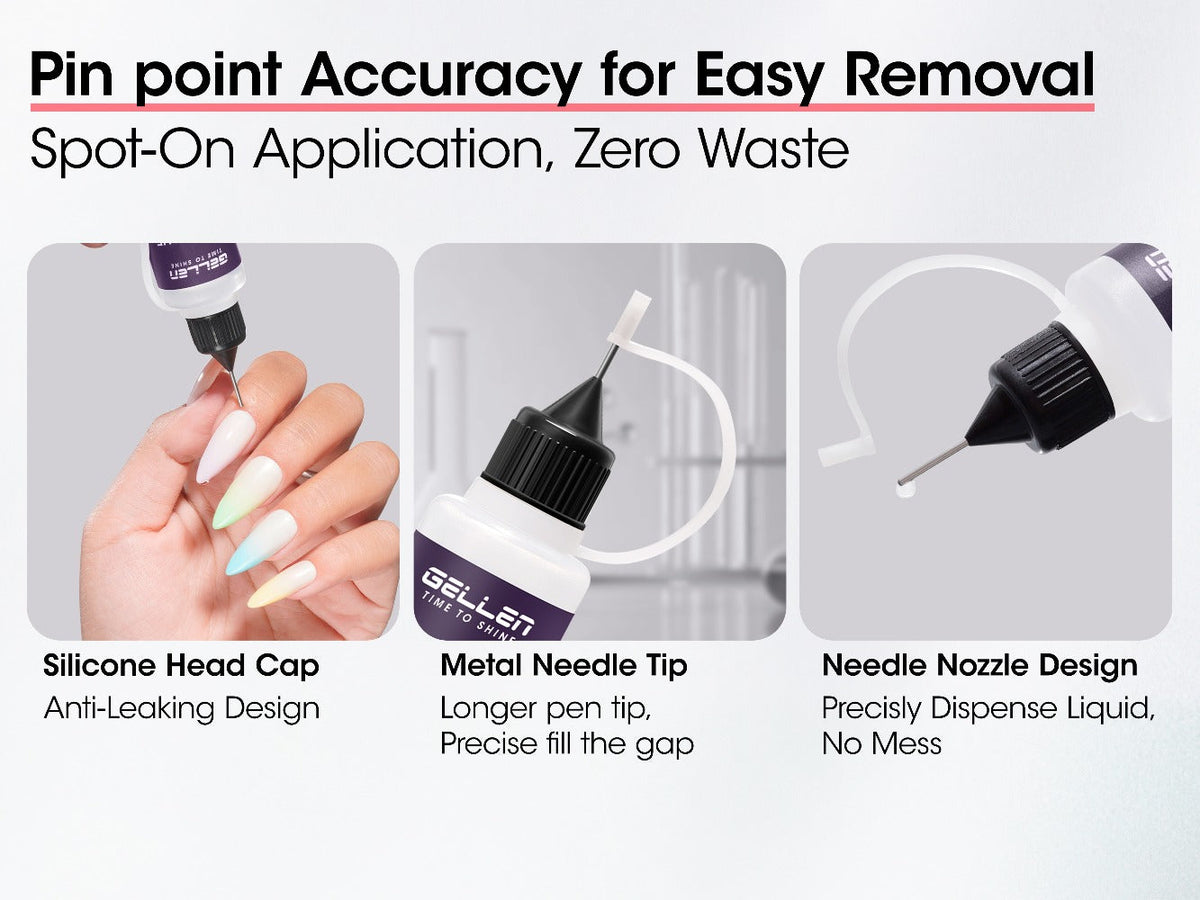 Nail Glue Remover 20ml Precision Needle Applicator Acetone Free – Fast Acting No-Mess Formula for Press On Nails Gel X Nail T