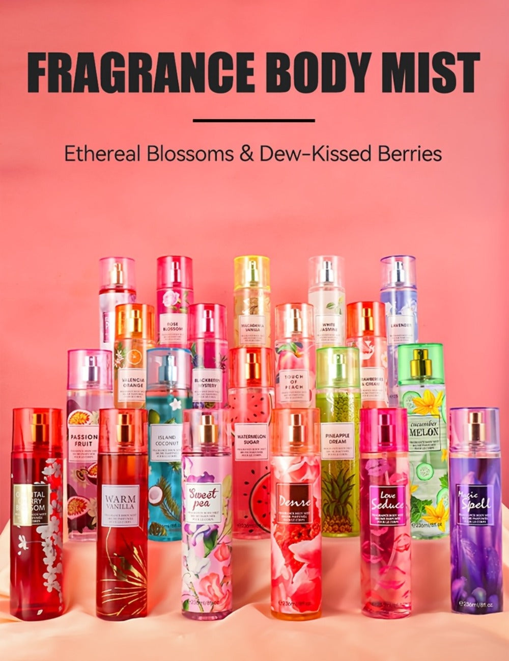 Floral and Fruit Body Mist Spray, 8 fl oz / 236ml in Fourteen Exact Scent Options for External Body Use — image 23