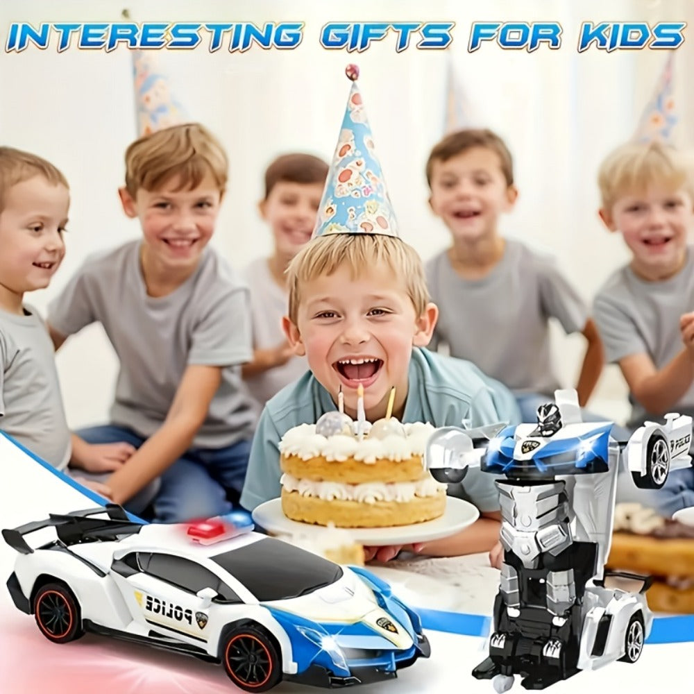 Spider Robot RC Car for Kids 1:18 with LED Lights, One-Button Transform Police Car Stunt Toy — image 16
