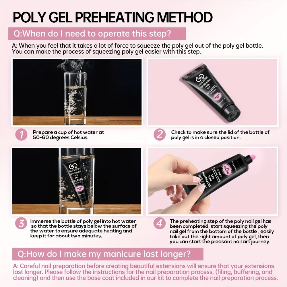 Twelve-Color Poly Extension Gel Tube Set with Nude, Pink, White and Clear Shades for UV or LED Nail Art and Extensions — imag