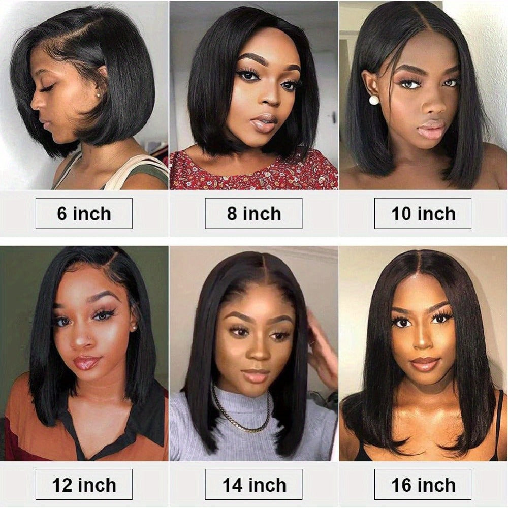 Straight Bob Human-Hair 4x4 Lace Closure Wig in Black with 8, 12, 14 or 16-Inch Length Options — image 13