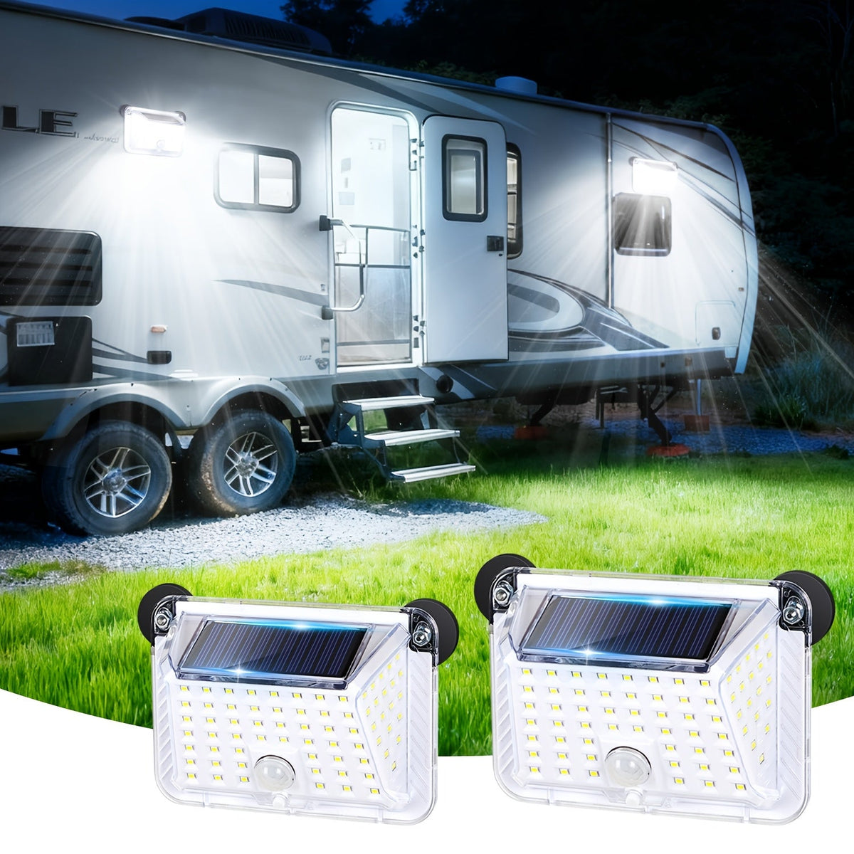 Magnetic RV Solar Motion Light 800LM – 90 LED, 270° Sensor, 3 Modes, IP65 Waterproof, for RV Awning, Camper — image 2