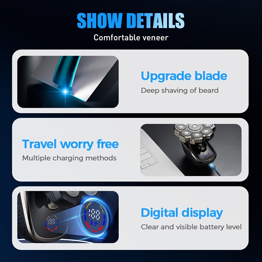 Electric Shaver 5-in-1 Bald-Head Grooming Tool with 7D or 9D Floating Heads and Magnetic Blade Options — image 7