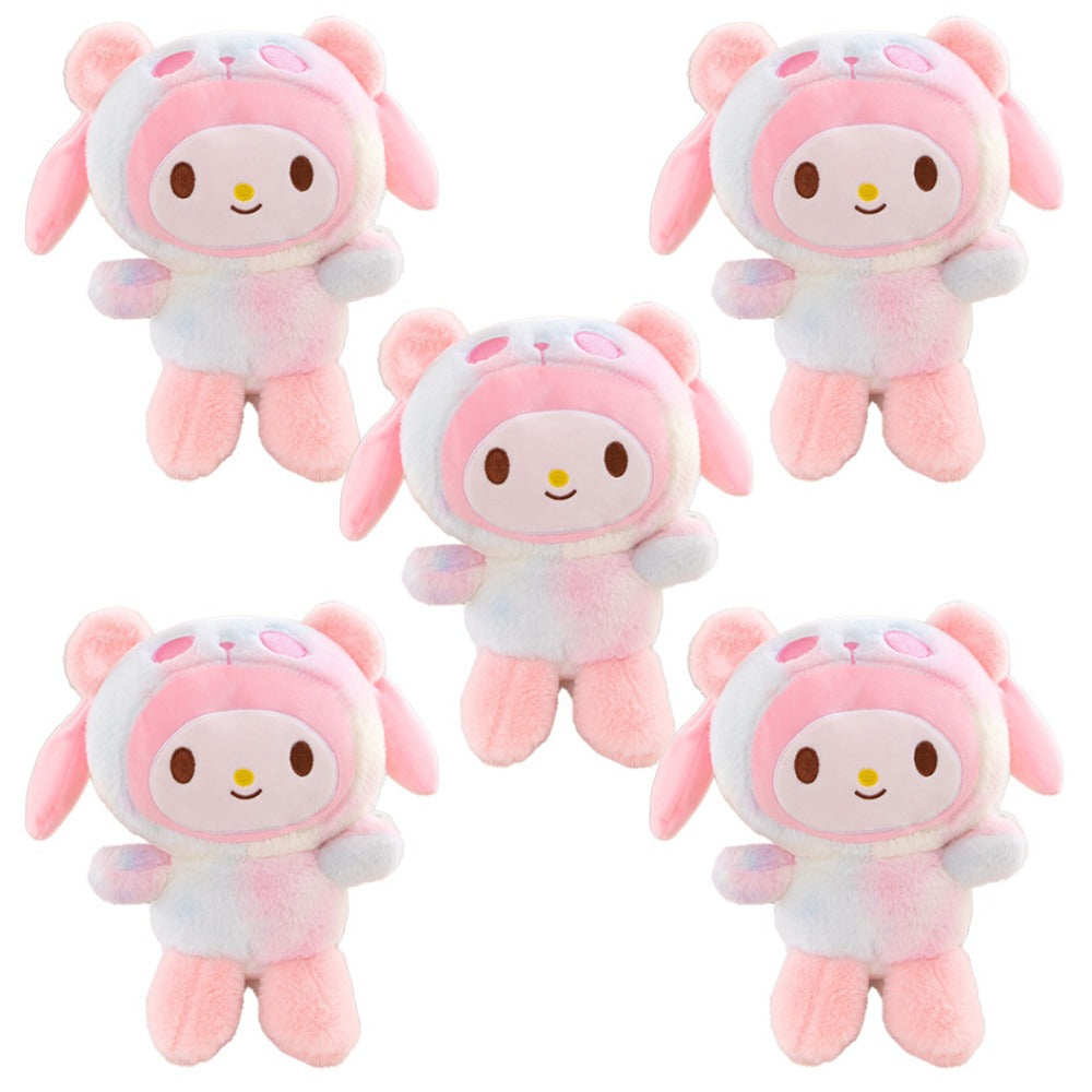 Sanrio Tie Dye Plush Set of 5, Kawaii Hello Kitty Kuromi My Melody Cinnamoroll Gudetama Stuffed Animals — image 8