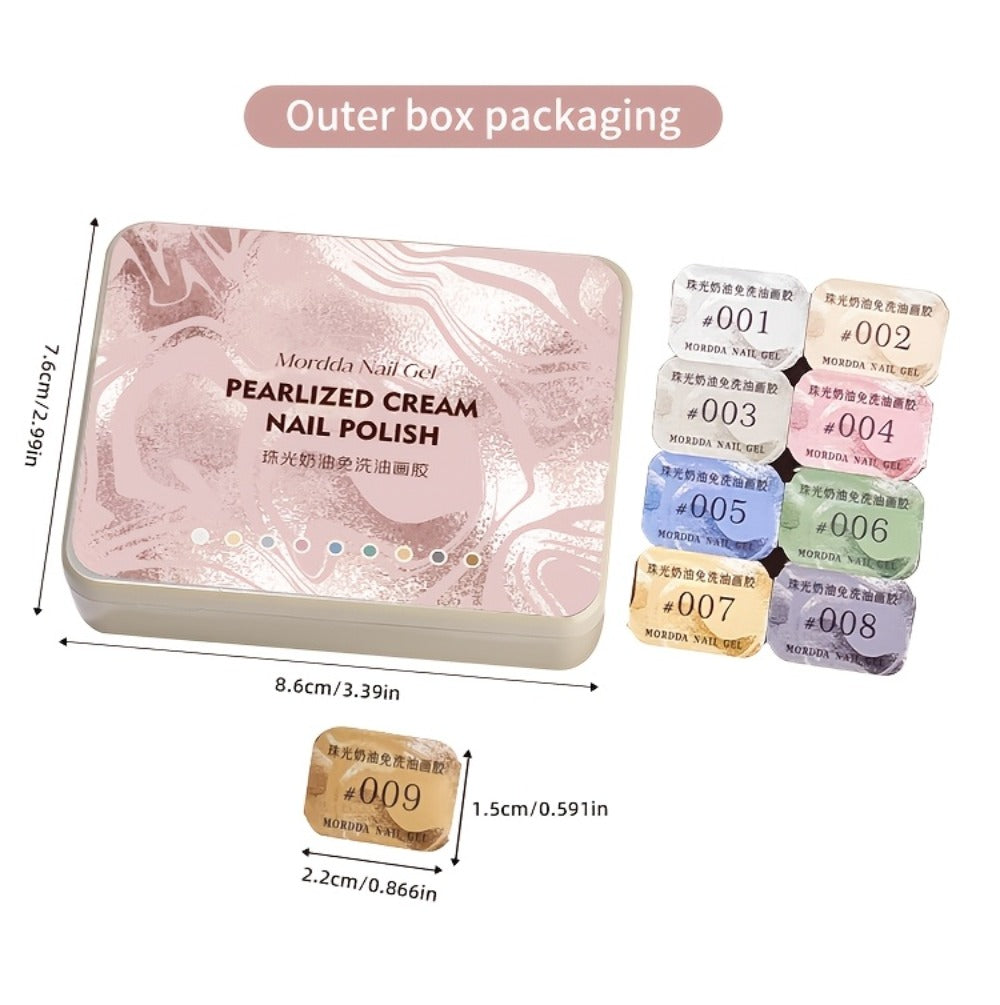 Pearlescent Nail Gel 9-Grid Shell Shimmer Mother of Pearl Cream Oil Painting Gel Polish Set – Multicolor Glitter Iridescent S