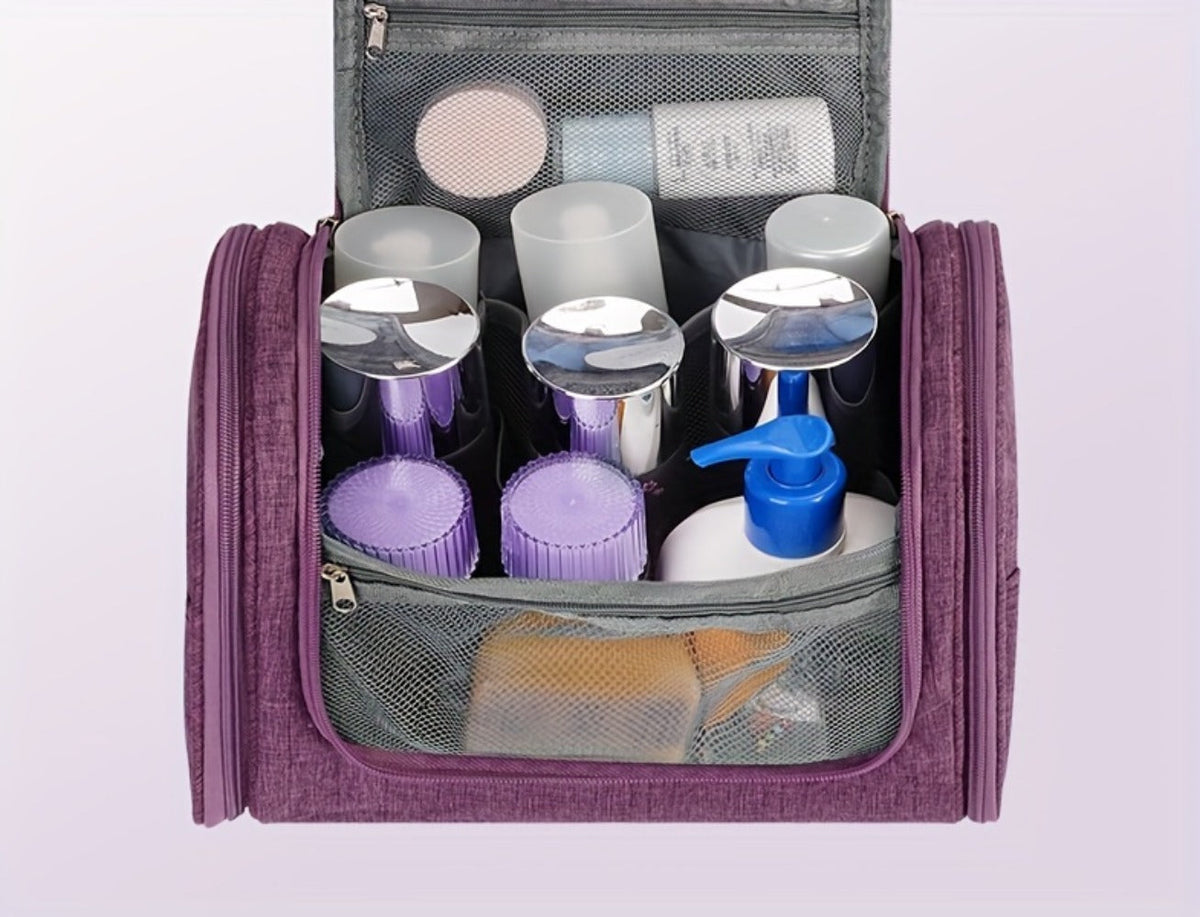 Toiletry Bag, Hanging Multi-Pocket Shower Organizer Metal Hook, Carry Handle and Seven Print — image 22