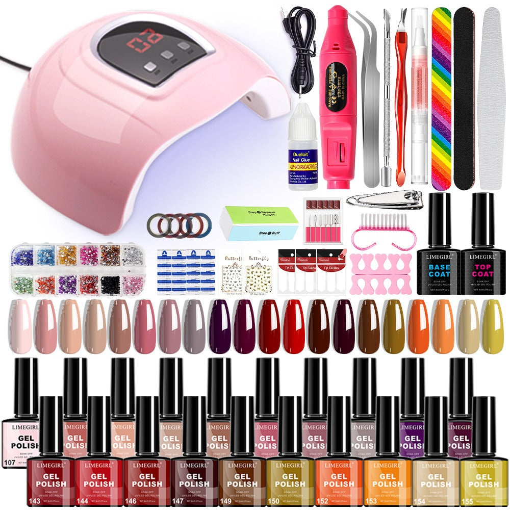 20-Color Gel Nail Polish Kit, Model ZH666-2 with UV LED Lamp, Red-to-Pink Shades, Base Coat and Top Coats — image 10