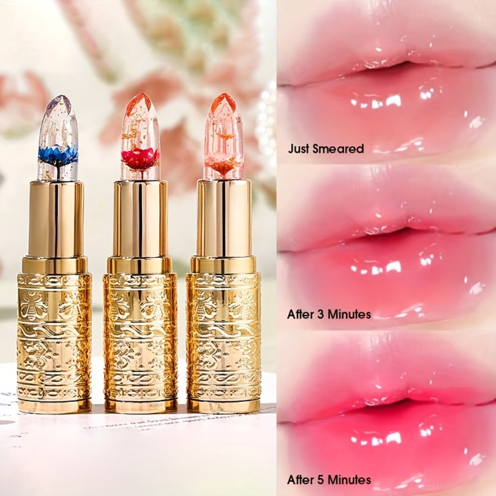 Color Changing Lip Gloss Set 3 Pcs, Temperature Magic Pink Tint Crystal Jelly Balm & Lipstick, Plant Squalane Lip Makeup — im