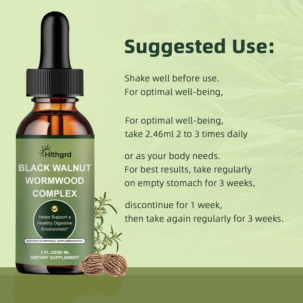 Wormwood Black Walnut Clove Liquid Drops, Herbal Gut Cleanse & Digestive Support Complex with Gentian Root & Tansy — image 5