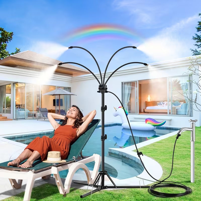 Outdoor Misting System Portable 26.5Ft Mist Cooling Kit with Adjustable Stand for Patio Garden BBQ — image 2