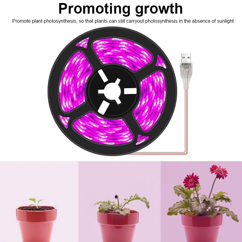 LED Grow Light Strip 16.4 FT Full Spectrum – USB 5V Cuttable Plant Light for Under Cabinet, Indoor Plants, Bonsai, Succulents