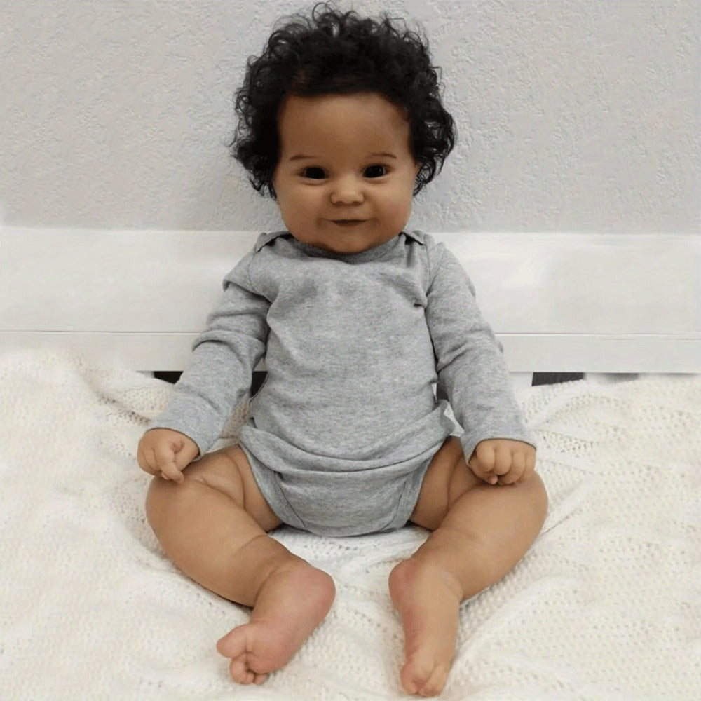 Reborn Doll Maddie 20-Inch Full Soft Vinyl Figure with Hand-Rooted Dark Hair, Acrylic Eyes and Accessory Set — image 7