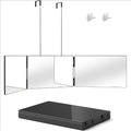 Three-Way Folding Mirror for Haircutting 360° View Anti-Fog HD Glass Height-Adjustable Telescopic Hook – Foldable Three-Sided