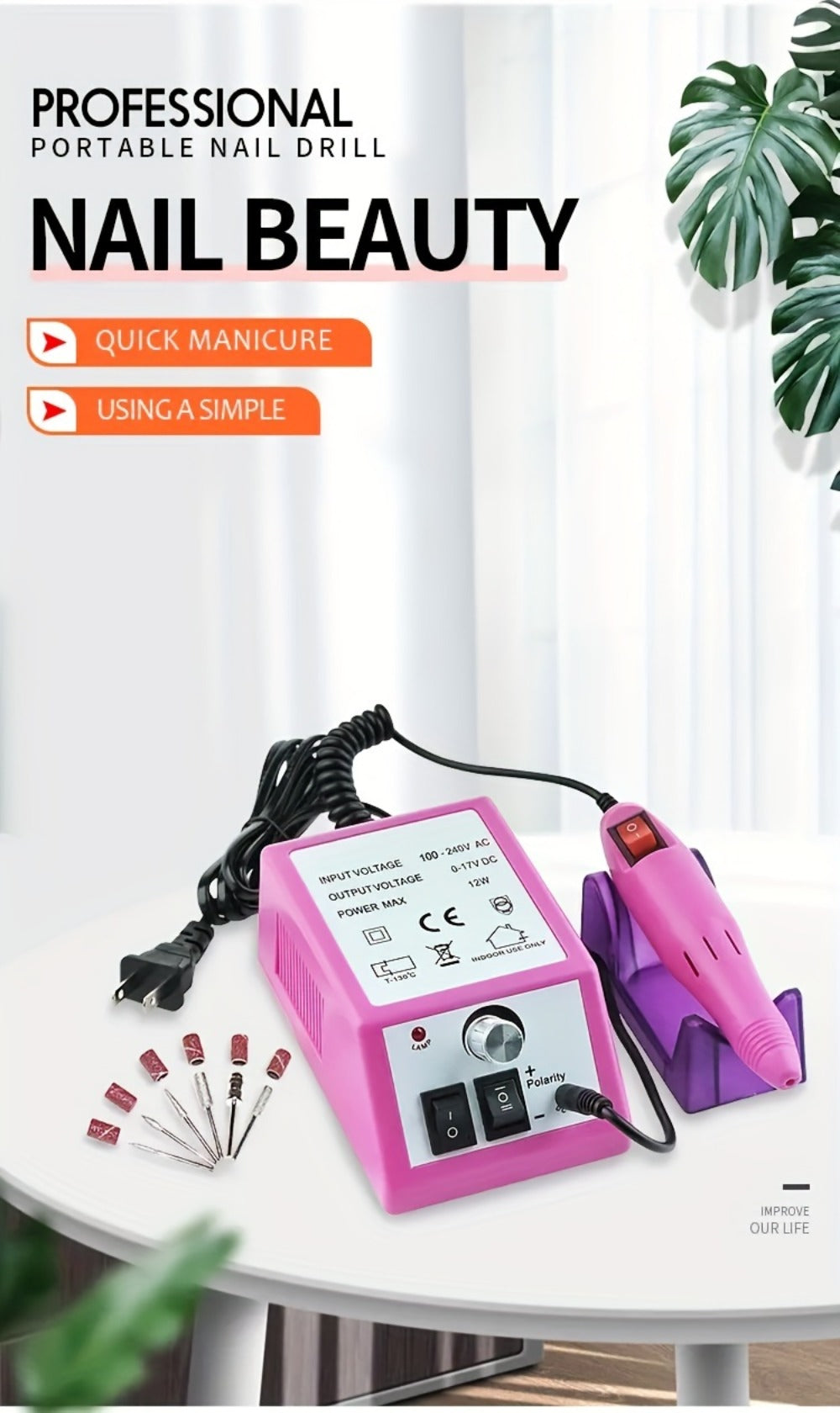 Electric Nail Drill 20000 RPM Console Kit with 6 Bits, 50 Sanding Bands and Standard or 8-in-1 Options — image 30