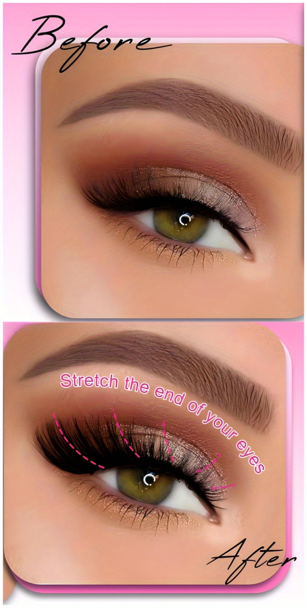 Wispy Cat-Eye False Eyelashes, 30-Piece Pack with Clear Bands in Stacked Pink Storage Trays — image 8