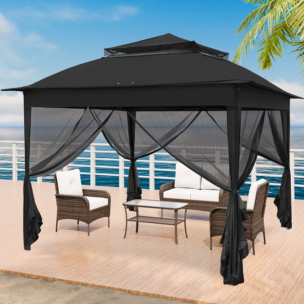 Instant Gazebo Tent 11x11 FT Mosquito Netting No Assembly Required for Garden, Yard and Pest Management — image 31
