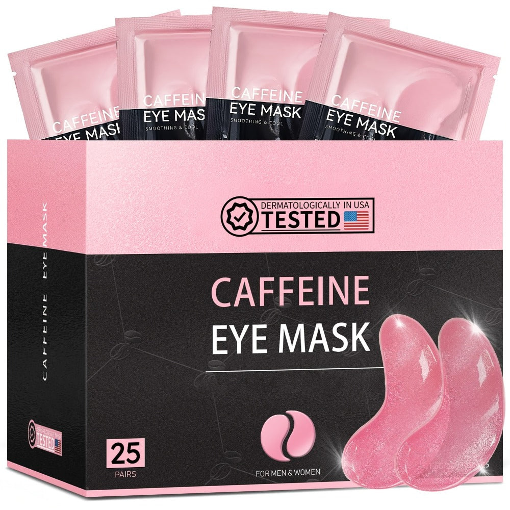 Caffeine Eye Mask 25 Pairs Under Eye Patches with Collagen Hyaluronic Acid Glycerin – Reduces Dark Circles Puffiness Firms & 