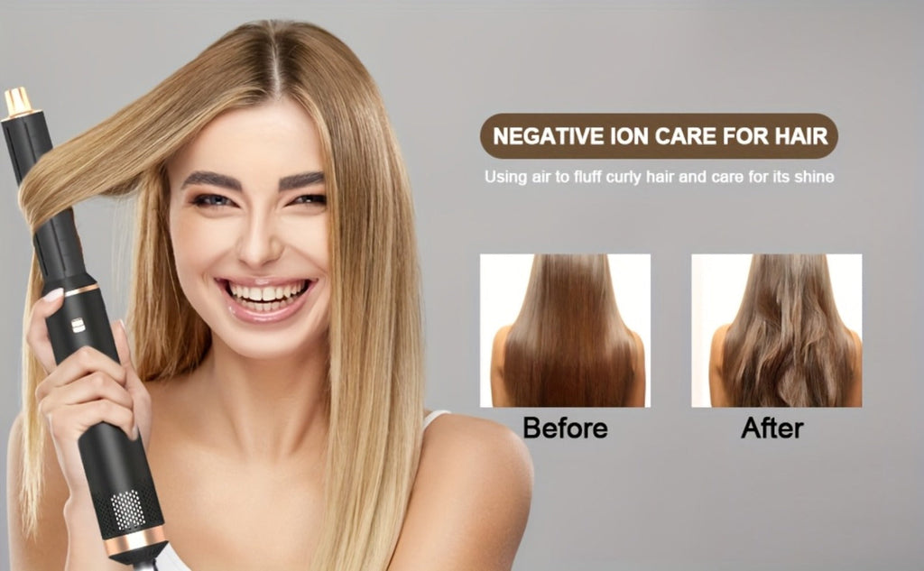 5-in-1 Hot Air Brush Negative Ion Hair Styler Blow Dryer Curler Straightener Volumizer, for Home, Travel and Salon Hair Styli