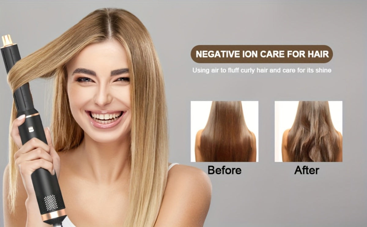 5-in-1 Hot Air Brush Negative Ion Hair Styler Blow Dryer Curler Straightener Volumizer, for Home, Travel and Salon Hair Styli