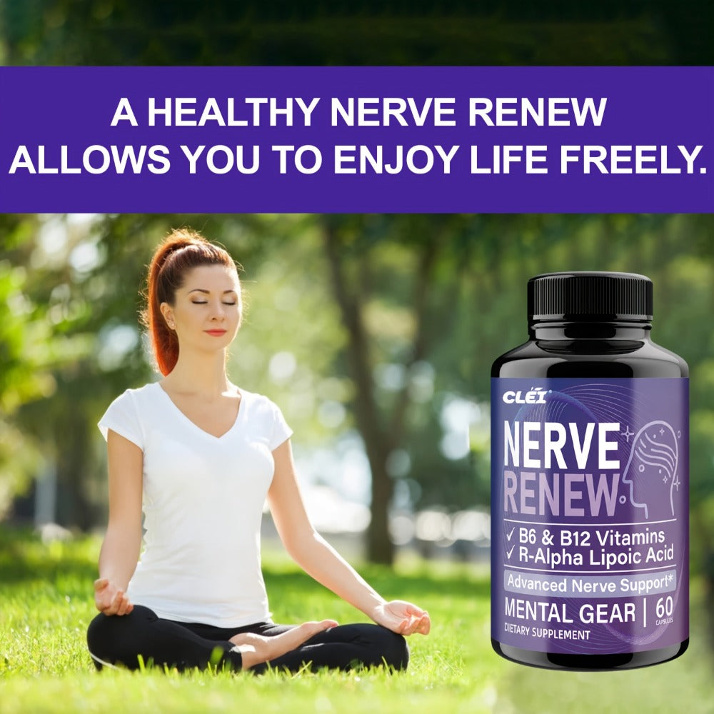 Nerve Renew Capsules with Vitamin B Complex & R-Alpha Lipoic Acid, Neuro Botanical Antioxidant Blend for Nerve Health — image