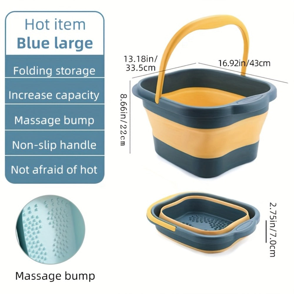 Foldable Foot Bath Bucket 3.96 Gallon Collapsible Portable Pedicure Basin with Sturdy Handle – Space-Saving Foot Soak Tub for