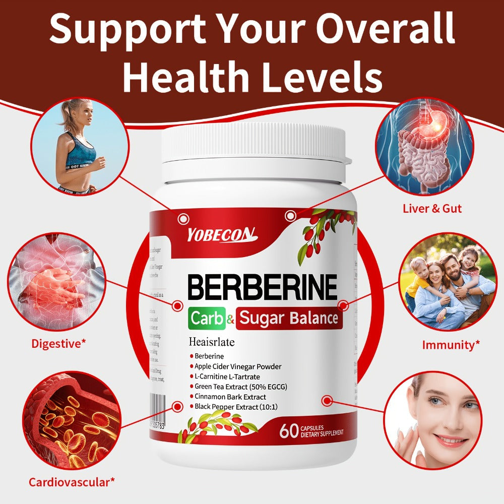 Dietary Supplement Berberine Capsules with Apple Cider Vinegar, Cinnamon and Green Tea, 60 Count — image 6