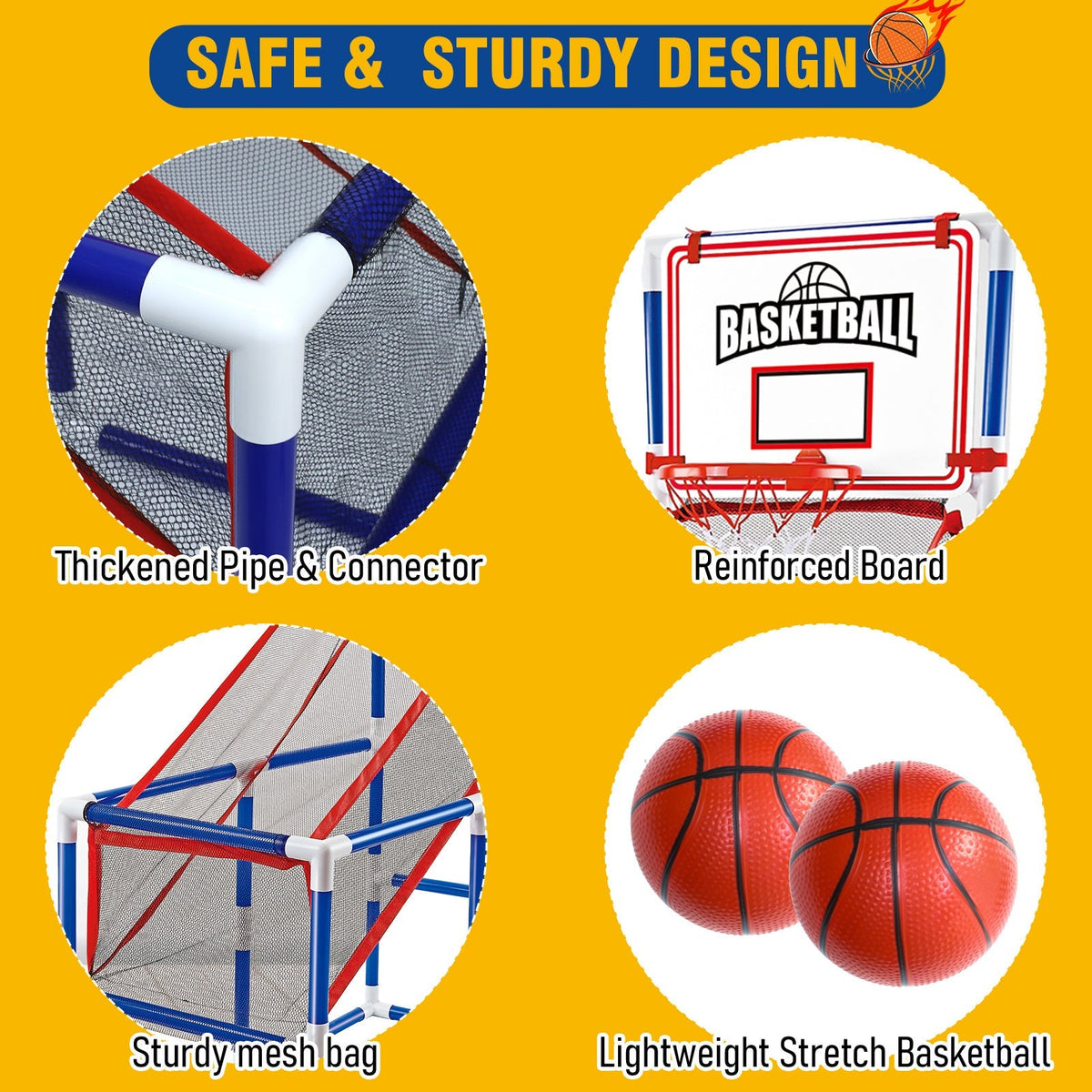 Adjustable Kids Basketball Hoop Set with 2 Balls and Storage for Ages 3–6 — image 12