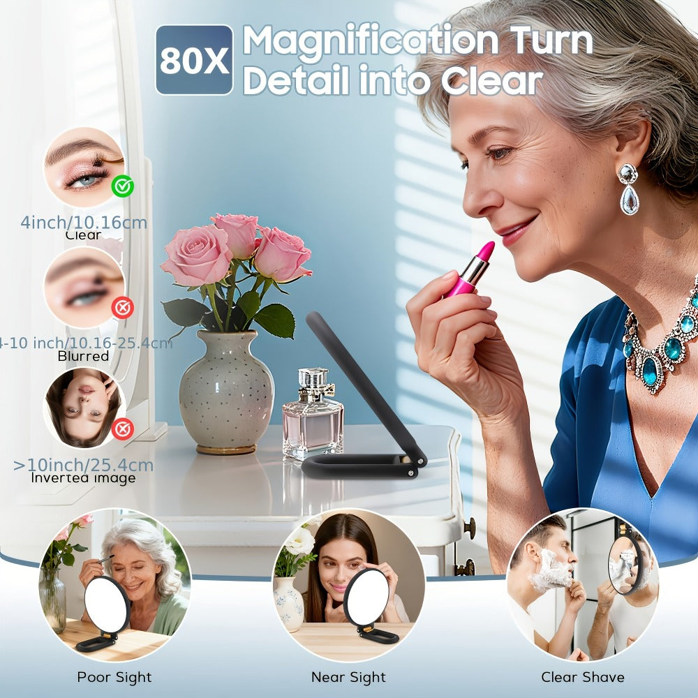 Magnifying Mirror 80X for Makeup & Skincare, Handheld 1X-80X Magnification Mirror with 360° Adjustable Handle — image 2