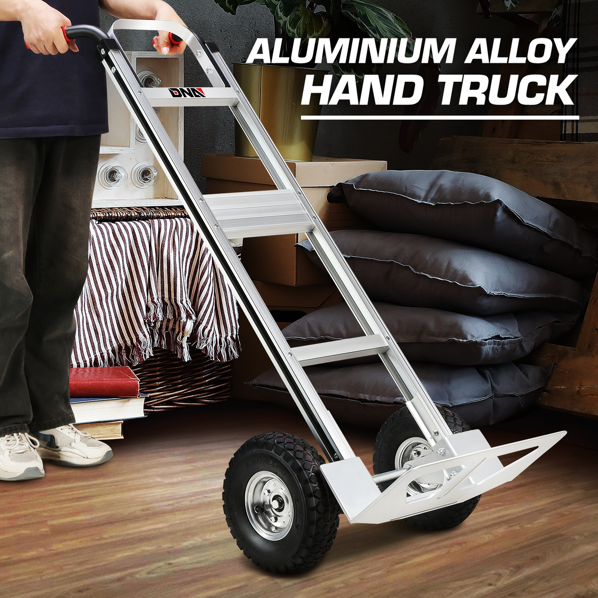 Upright Aluminum Hand Truck with Folding Toe Plate, 10-Inch Pneumatic Tires and 550 lb Load Label — image 14