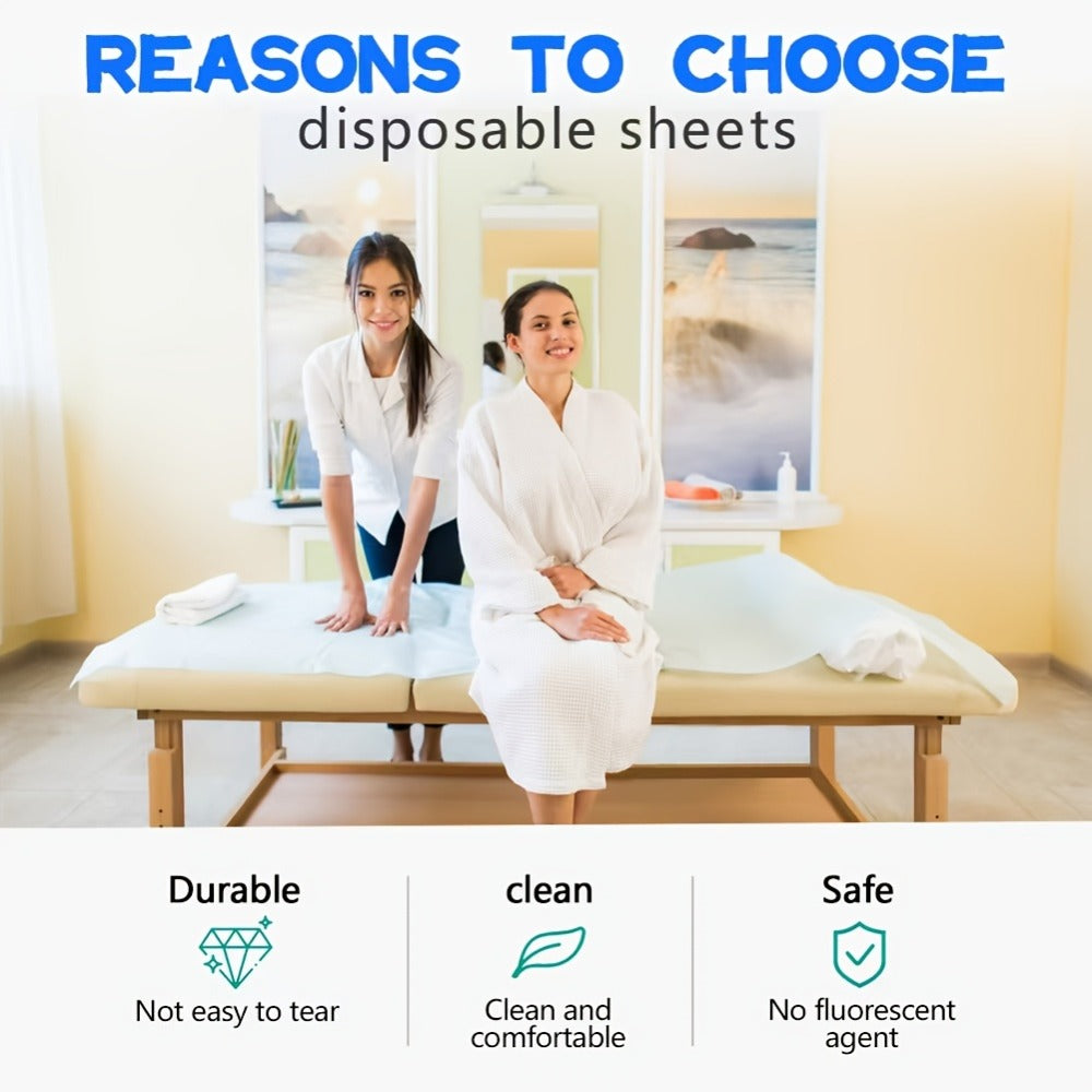 Disposable Massage Table Sheets 100-Pack Non-Woven Spa Bed Cover – Stain-Resistant Single-Use Table Liner for Massage Therapi