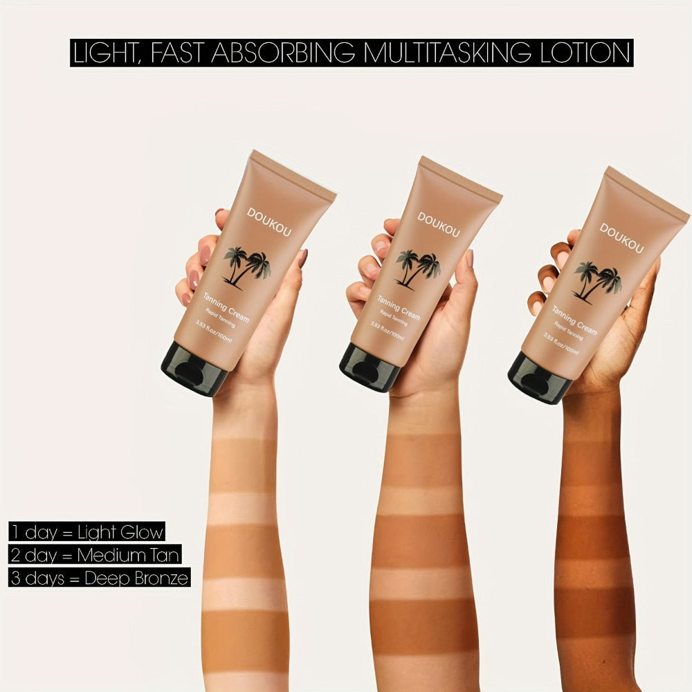 Sunless Self-Tanning Cream 100ml in Squeeze Tube with Light, Medium and Deep Shade Application Graphic — image 2