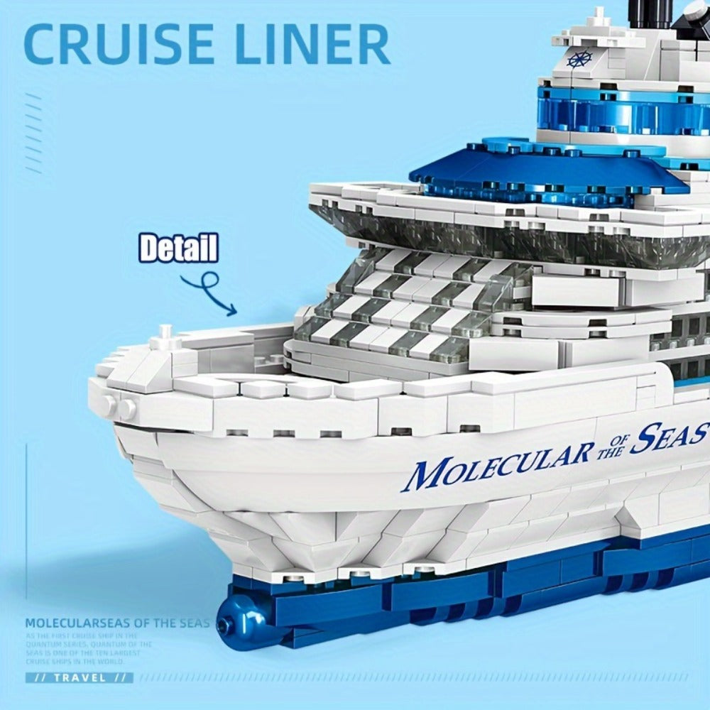 Cruise Ship Building Block Model with 2, 428 Pieces, Display Stand, Support Frame and Detailed Deck Features — image 6