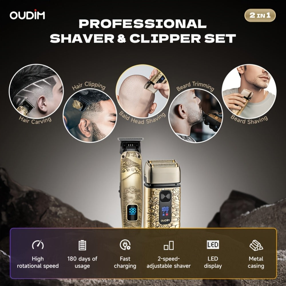 Cordless Electric Foil Shaver Grooming Kit for Men with Barber Shears Beard Mustache Trimmer Bald Head Razor Haircutting Set 