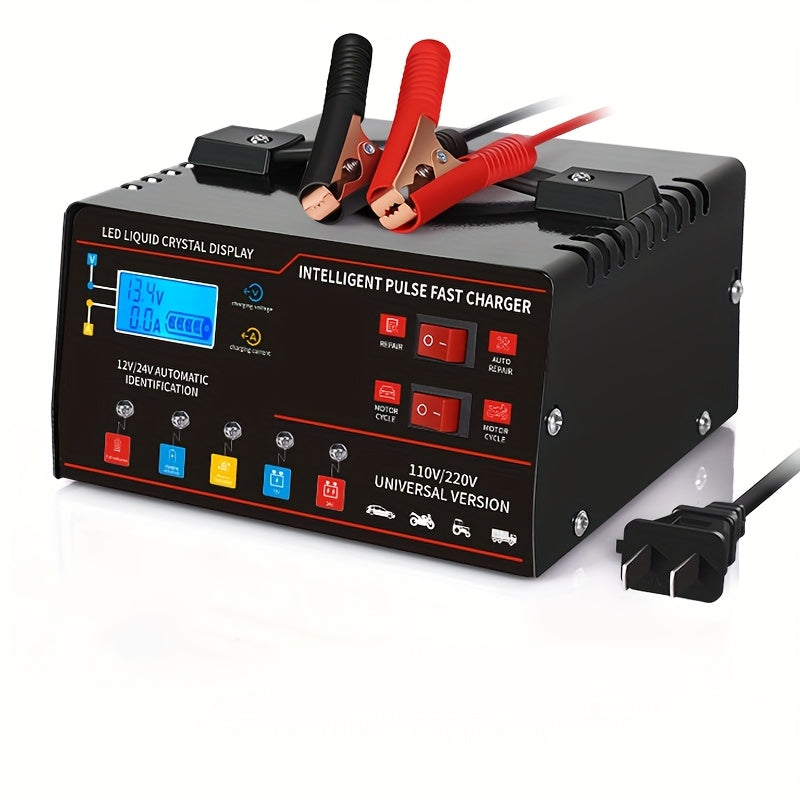 AF01 12 V and 24 V Battery Charger with LCD Display, Alligator Clamps, Carry Handle and Cooling Fan — image 24