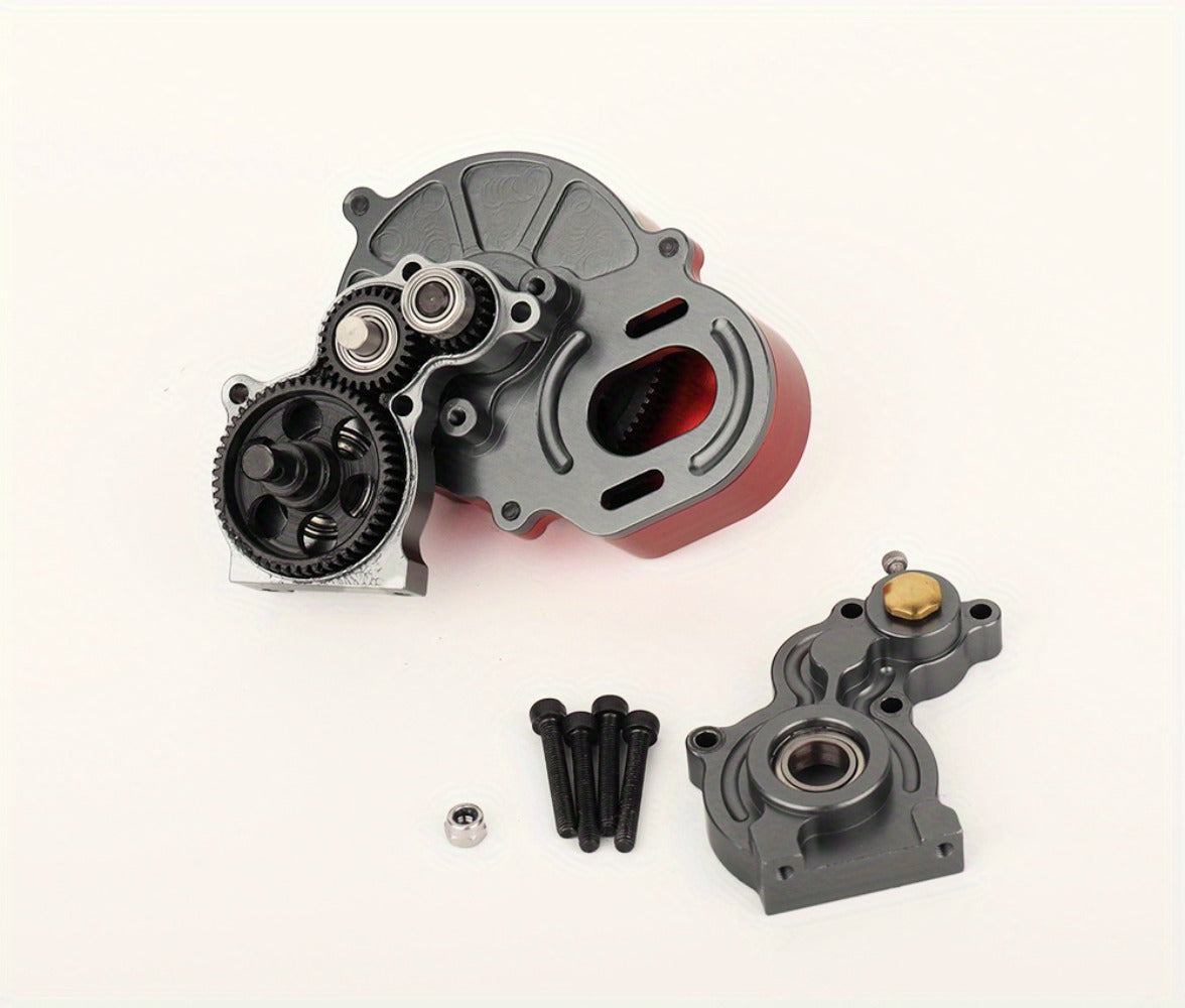 Metal Gearbox with Motor Gears for 1/10 RC Crawler Truck – LCG Transmission Upgrade for Axial SCX10 WRAITH 313mm Wheelbase — 