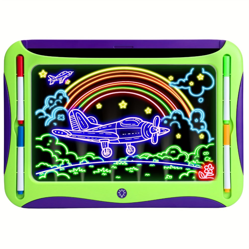 LED Light Up Drawing Board for Kids, 9 Double-Sided Tracing Cards 6 Markers Glow Doodle Travel Art Toy for Girls Boys Ages 3-