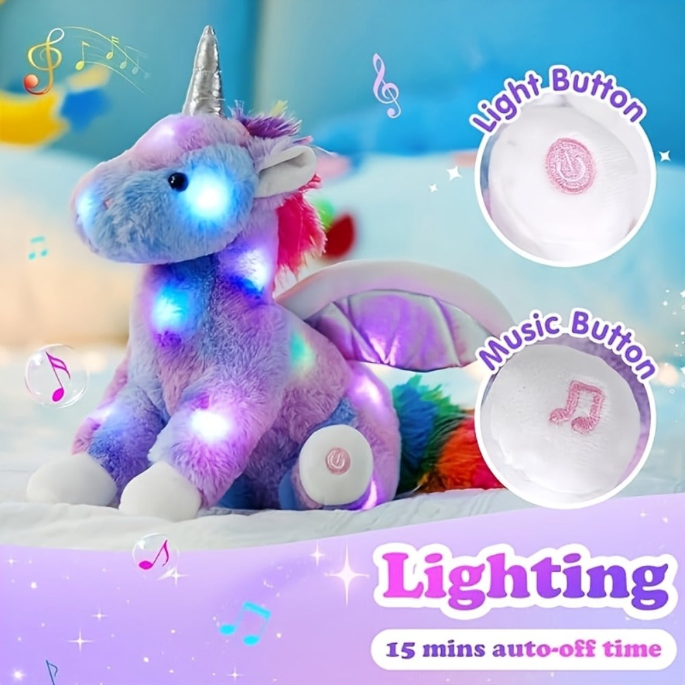 Plush Toy Rainbow Unicorn with LED Glow and Choice of Music or No-Music Light-Up choices for Bedtime — image 8