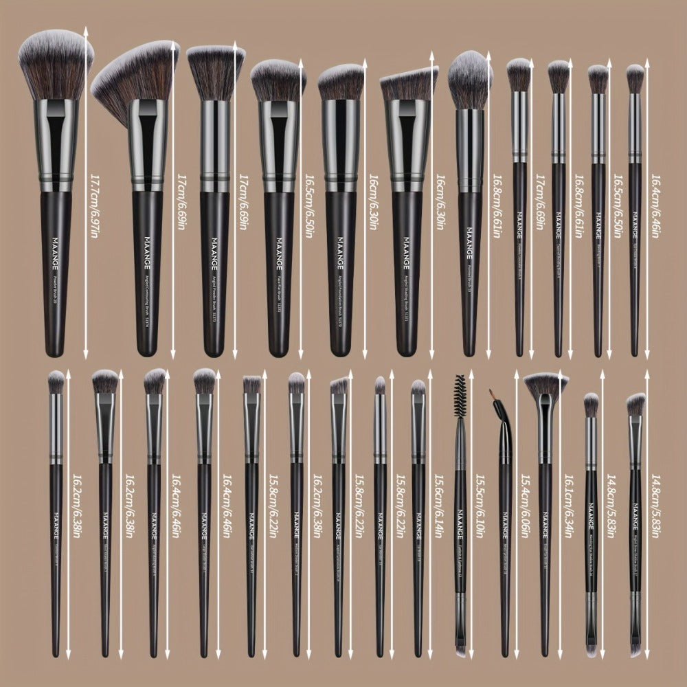 Makeup Brush Set, 25-Piece Synthetic Bristle and ABS Handle Collection with Face-Eye Brush Shapes and Gift Box — image 4