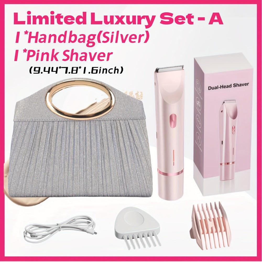 Bikini Trimmer for Women 2-in-1 Dual Head IPX7 Waterproof Electric Shaver Body Hair Trimmer Facial Hair Remover Bikini Undera
