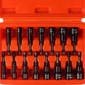 Magnetic Nut Driver Set 15-Piece 1/4" Hex Shank – SAE 1/4" to 9/16" & Metric 6-14mm Chrome Vanadium Steel Impact Nut Drivers 