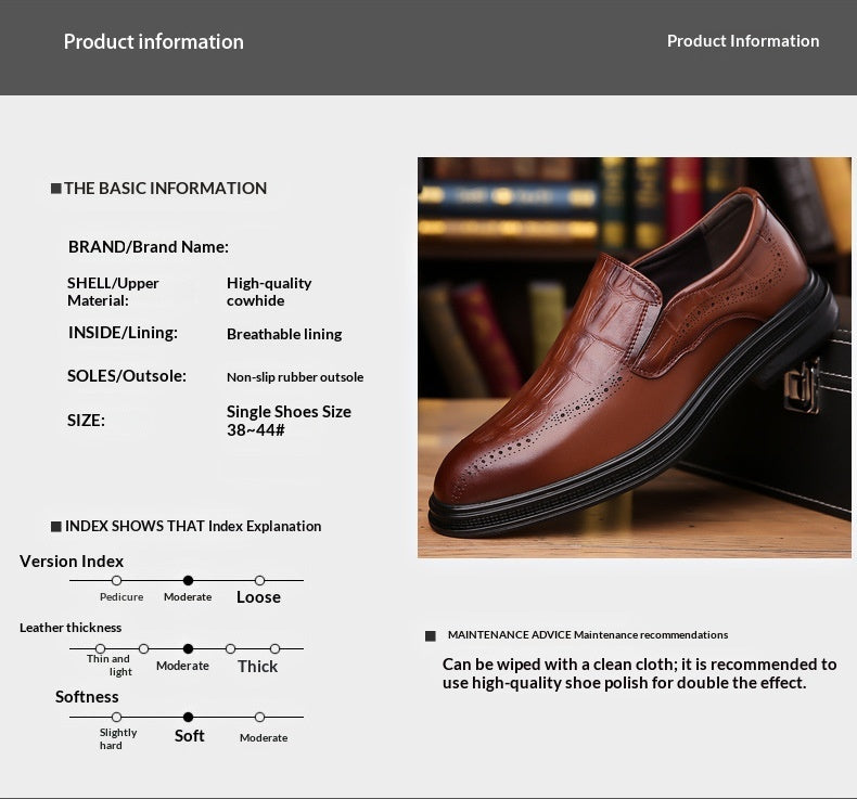Mens Casual British-style Pointed Leather Shoes
