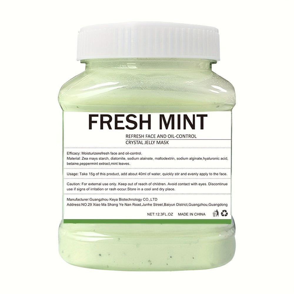 Face Mask, Fresh Mint Crystal Jelly Powder 12.3 fl oz Jar with 15g-to-40ml Mixing Directions for Peel-Off Use — image 3